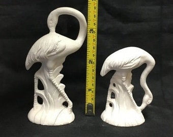 Set di piccoli fenicotteri in ceramica grezza pronti da dipingere, marca Duncan.