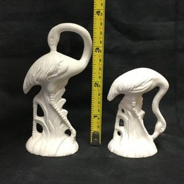 Ready to paint ceramic set of Small Flamingos