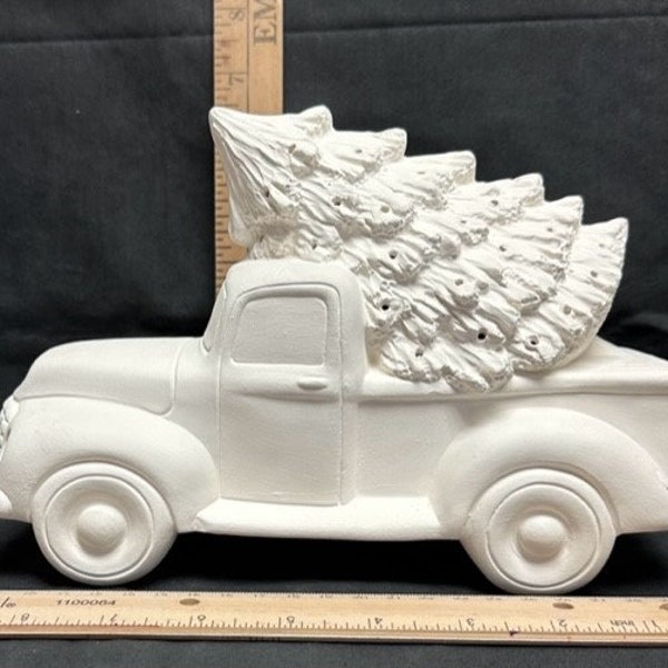 Ready to Paint Ceramic Clay Magic Truck with Christmas tree