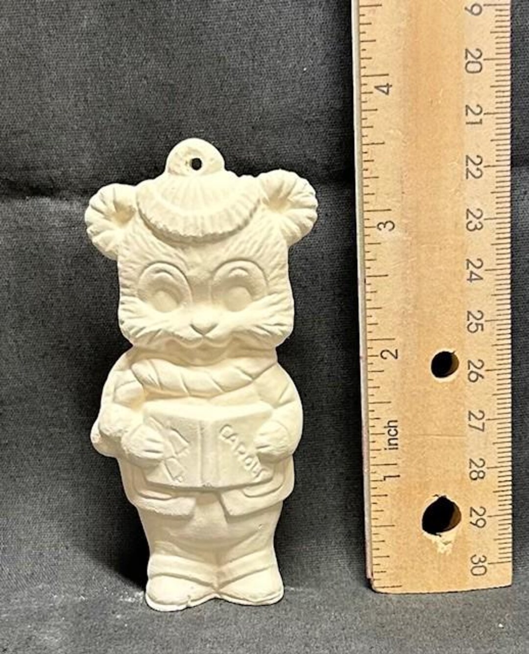 Ready to Paint Ceramic Bisque Alberta Bear W Book or Tree Ornament U