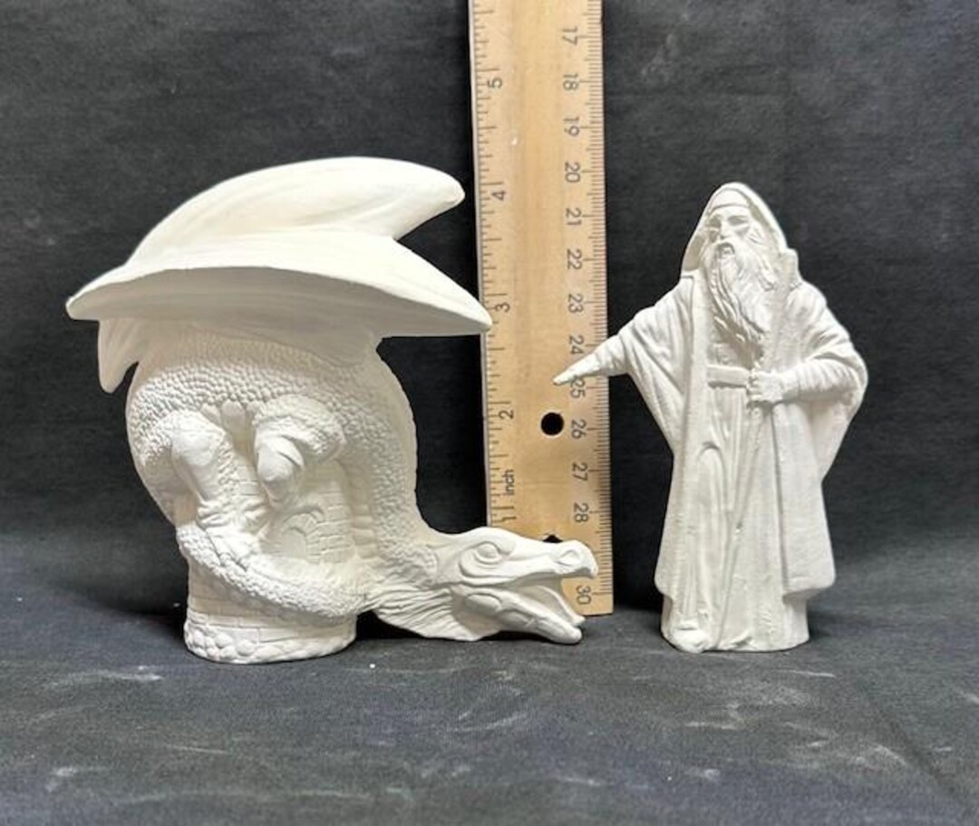Ready to Paint Ceramic Bisque Doc Holiday Wizard With Dragon or ...