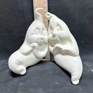 Ready to Paint Ceramic Bisque Clay Magic Shelf Sitting Ghost couple