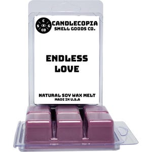 Endless Love: 2 Pack of Candlecopia Strongly Scented Hand Poured Vegan Wax Melts, 6.4 Total Ounces.