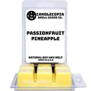Passionfruit Pineapple: 2 Pack of Candlecopia Strongly Scented Hand Poured Vegan Wax Melts, 6.4 Total Ounces.