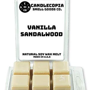 Vanilla Sandalwood: 2 Pack of Candlecopia Strongly Scented Hand Poured Vegan Wax Melts, 6.4 Total Ounces.