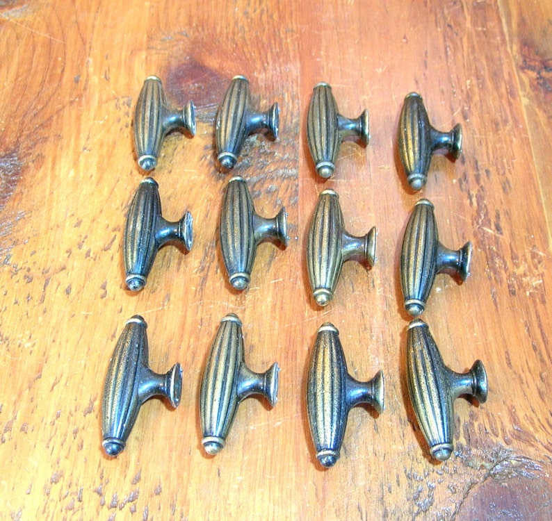 Set of Twelve Antique Brass Tone Knobs Made in U. K. Etsy