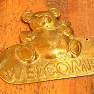 Brass Teddy Bear Welcome Plaque image 2