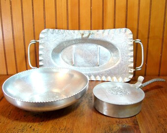 Vintage Aluminum Collection - Bowl, Tray And Silent Butler