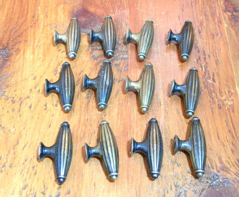 Set of Twelve Antique Brass Tone Knobs Made in U. K. Etsy