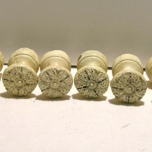 Distressed Cream Color Resin Knobs Set of Six, Screw In Knobs image 1