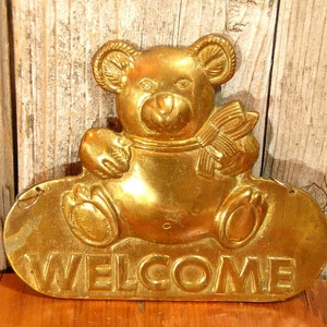 Brass Teddy Bear Welcome Plaque image 4