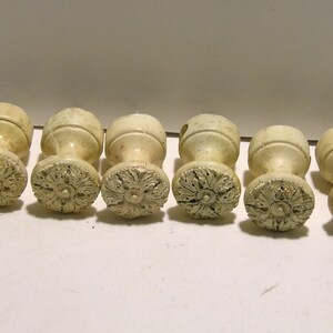 Distressed Cream Color Resin Knobs Set of Six, Screw In Knobs image 3