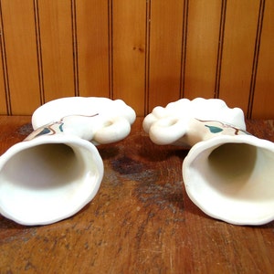 Stoneware Cornucopia Vases, Vintage Flower Vases, Pair, Mantle Decor image 4