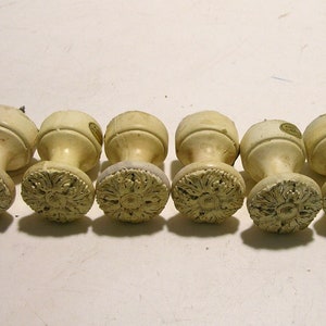 Distressed Cream Color Resin Knobs Set of Six, Screw In Knobs image 4