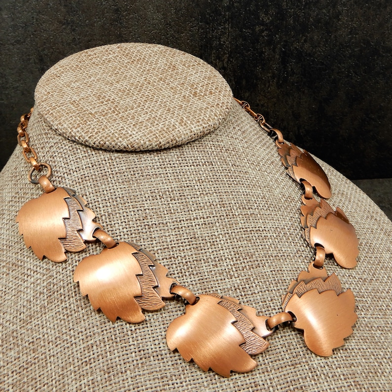 Vintage Copper Leaf Collar Style Necklace