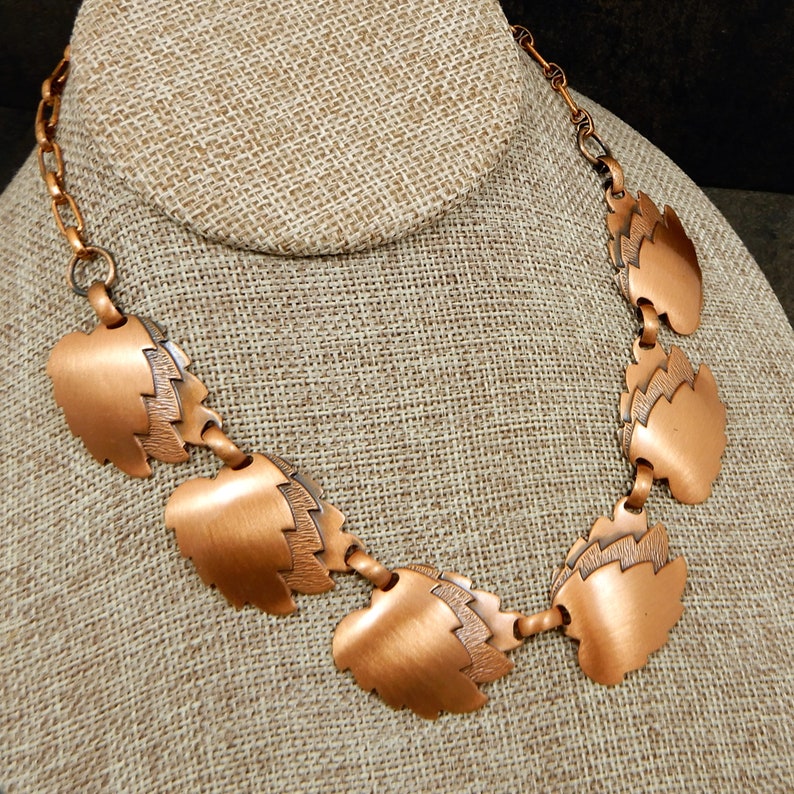 Vintage Copper Leaf Collar Style Necklace