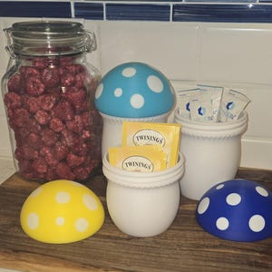 One Of A Kind Mushroom Jars - 3 Convenient Sizes -  Pick Your Color