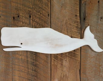 LARGE- Wooden 42" Whale - Wall Art Indoor Ocean Beach Decoration