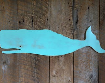 Wooden 32" Whale - Wall Art Indoor Ocean Beach Decoration