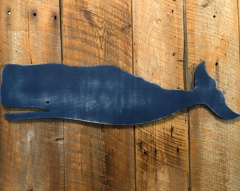 32" Whale Navy Blue Wall Art Indoor Ocean Beach Decoration