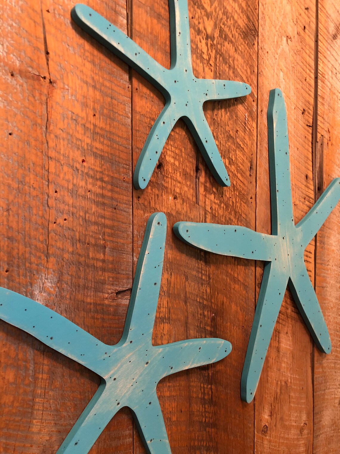 Wooden Starfish Wall Art Indoor Ocean Beach Decoration SET Etsy
