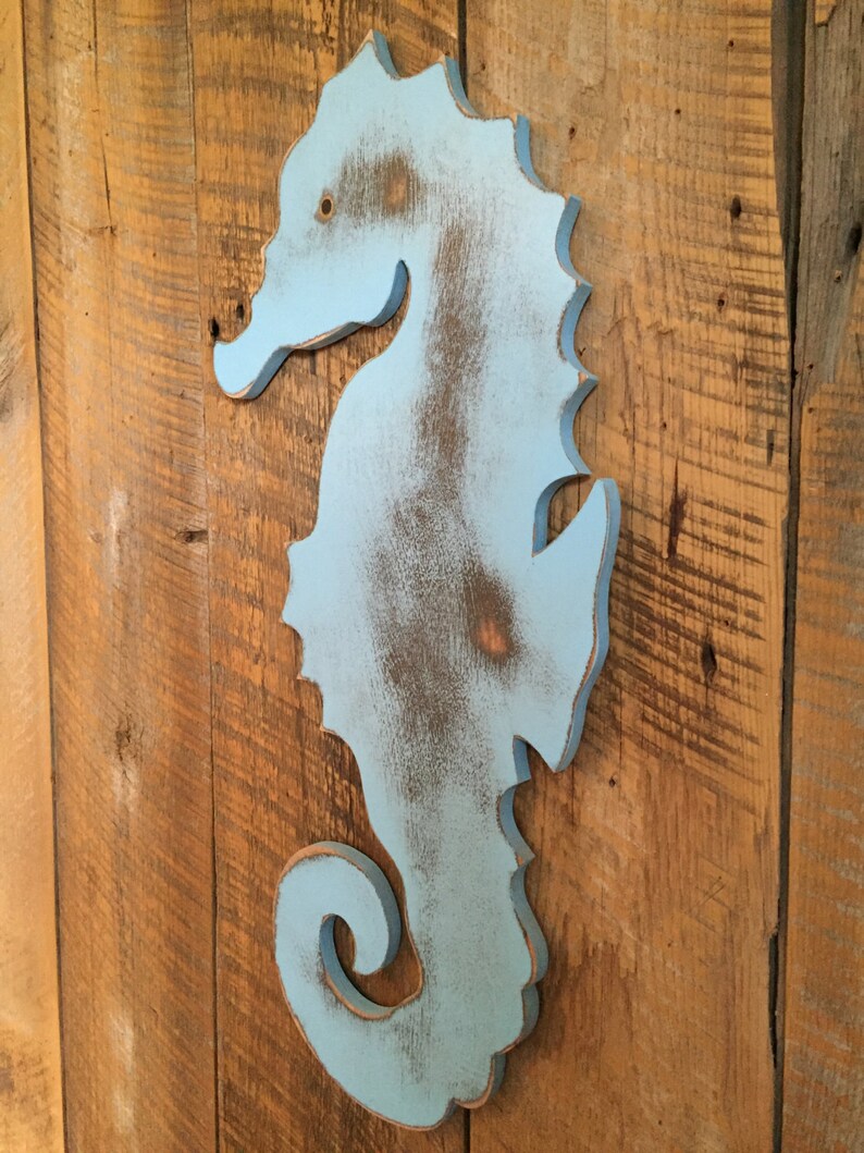 LARGE Wooden Seahorse Wall Art Indoor Ocean Beach Decoration Etsy