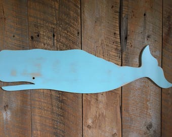 Wooden 32" Whale - Wall Art Indoor Ocean Beach Decoration