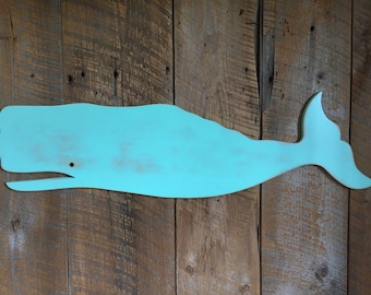 LARGE Wooden 42" Whale - Wall Art Indoor Ocean Beach Decoration