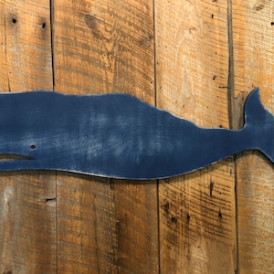42" Navy Blue Wooden Whale Wall Art Indoor Ocean Beach Decoration