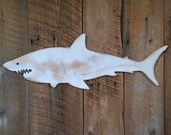 Wooden Great White Shark - Wall Art Indoor Beach Decoration