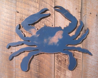 Large Wooden Crab Sign - Wall Art Ocean Beach Decoration