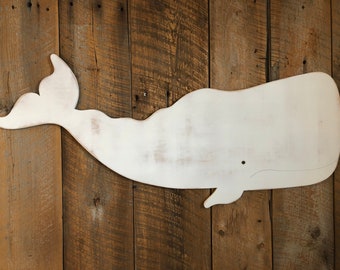 Wooden 28" Sperm Whale - Wall Art Indoor Ocean Beach Decoration