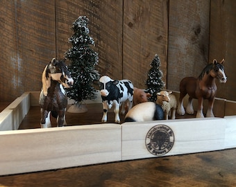 12 Sections of Natural Hardwood Fence for Toy Barns. Animals not included.