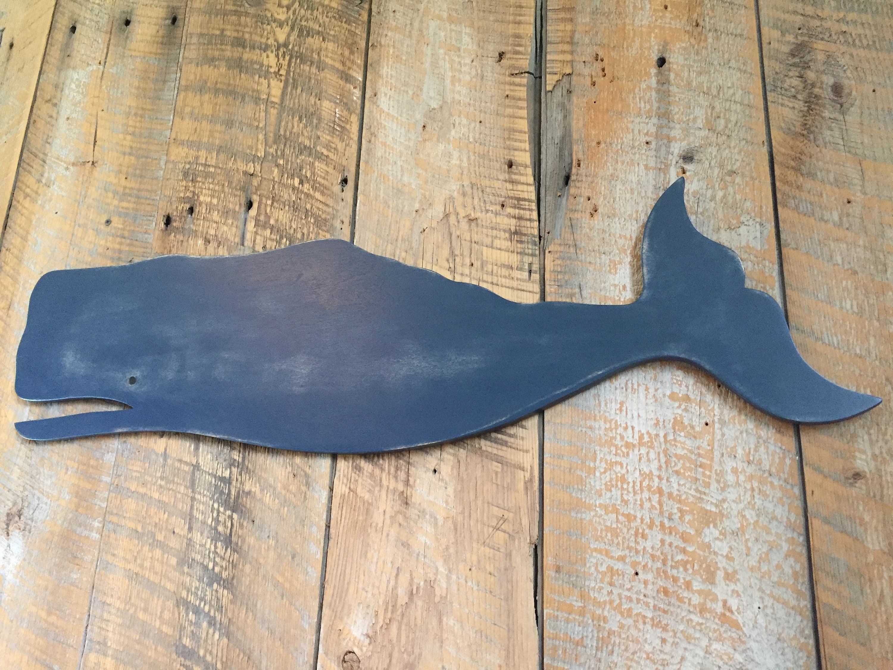 LARGE 42 Navy Blue Wooden Whale Wall Art Indoor Ocean Etsy