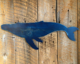 Wooden 30" Whale - Wall Art Indoor Ocean Beach Decoration