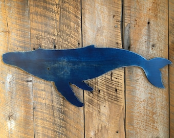 Wooden 30" Whale - Wall Art Indoor Ocean Beach Decoration