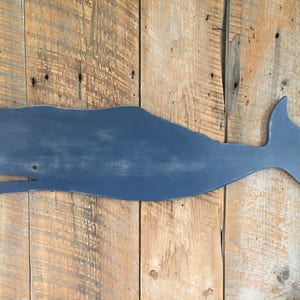 Wooden 32" Whale Navy Blue Wall Art Indoor Ocean Beach Decoration