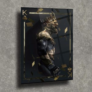Art mural King Of Clubs, Art mural, Cartes à jouer de haute qualité, Art mural avec impression sur verre trempé, Couleurs vives, Suspension murale, Cadeau de pendaison de crémaillère