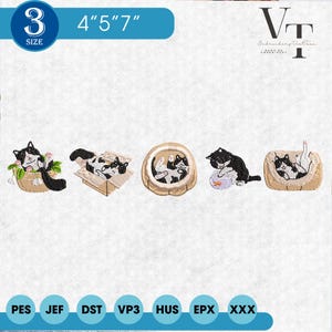 Cute Cat Embroidery File, Tuxedo Cat Embroidered Design, Black And White Cat Shirt Idea, Meme Cat Idea, Halloween Design