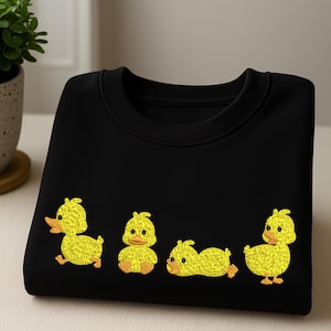 Yellow Duck Embroidered Sweatshirt, Rubber Ducky Embroidered Shirt, Cute Duck Hoodie, Animal Duck Shirt, Cute Animal Crewneck