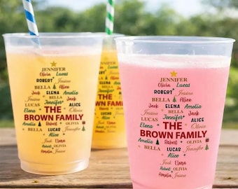 Personalized Christmas Frosted Cups, Custom Family Name Cups