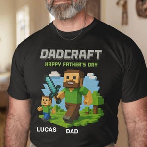 Gamer Dad Png, Cartoon Dad Png, Personalized DadCraft With Kids Png, Happy Father's Day Gift, Video Game Movie Png