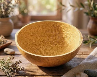 Handcrafted Natural Calabash Wooden Serving Bowl 1 Piece