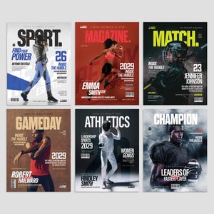 6 Sport Magazin Cover Vorlagen - Bearbeitbare US Letter Layouts in Ai, PSD & EPS