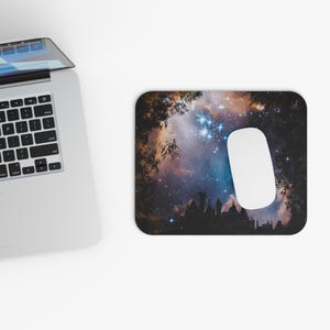 Celestial Mouse Pad: Starry Night Landscape, Astronomy Office Decor