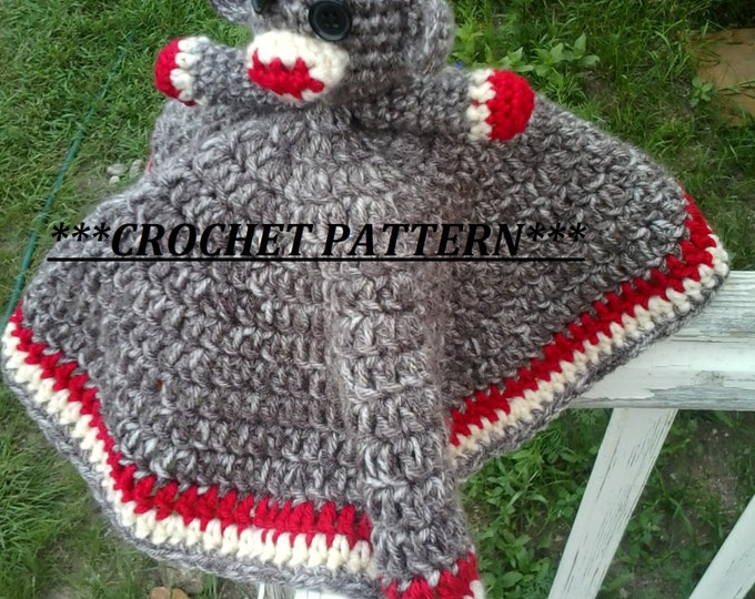 Sock Monkey- Crochet Pattern- Instant Download- Lovey- Sock Monkey Lovey- Instructions- DIY- Sock Monkey Blanket- Sock Monkey Lovey- Crochet