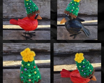 Crow not included, Crow Hat, Christmas tree hat, Judgmental Crow, Judgmental Bird,Mini hat, Winter Decor, Miniature hat, Figurine Christmas