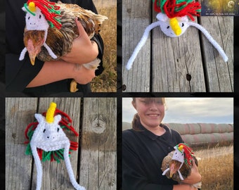 Christmas Unicorn Chicken hat,Chicken Hat,Duck Hat,Crochet Hat,Unicorn hat,Hat for Chicken,Christmas Card,Christmas photo prop,Unicorn