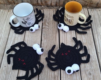 Set of 4 Smashed Spider Coasters, Halloween Decor, Coffee Cup Coaster, Teacher Gift, Funny Halloween Gift, White Elephant Gift, Mug Rug