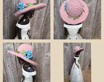 Garden Maiden Hat, Figurine Hat, Miniature Hat, Mini Hat,  Sun Hat, Garden Maiden,  Garden Maiden Decor, Statue Hat, Garden Lady, Butterfly